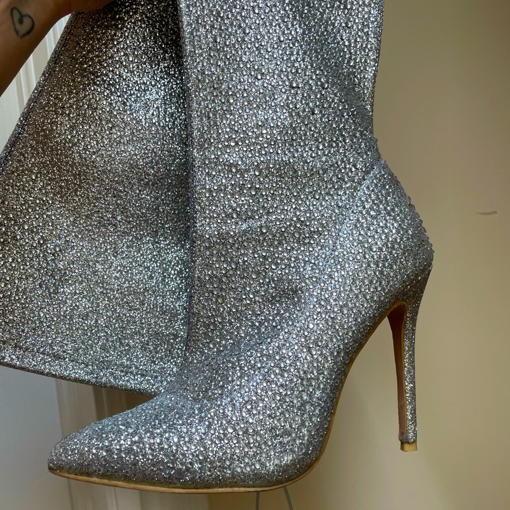 Diamond Swarovski over the knee booties